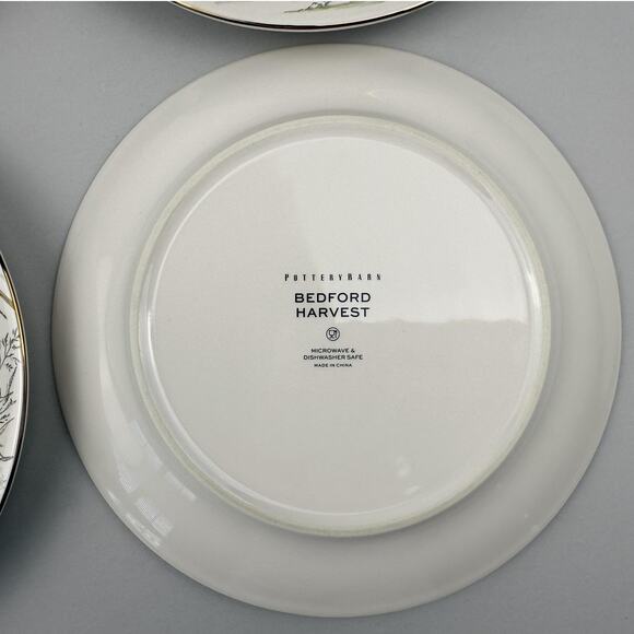 Pottery Barn Bedford Harvest Salad Plates Set of 4 Turkey Thanksgiving Fall - Picture 7 of 10